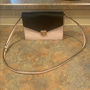 Kate Spade New York Dusty Pink and Black Leather Sueded Fur Shoulder Bag NWOT